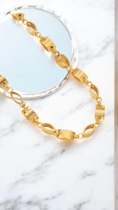 Cercei eleganți cu design nod multi-tura, din metal auriu Colier placat cu aur de 18K, lung de 60 cm