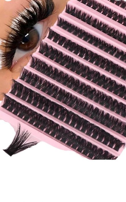 Set de 24 de unghii false, scurte, cu design pătrat și elegant Set de extensii de gene DIY de 200 de piese