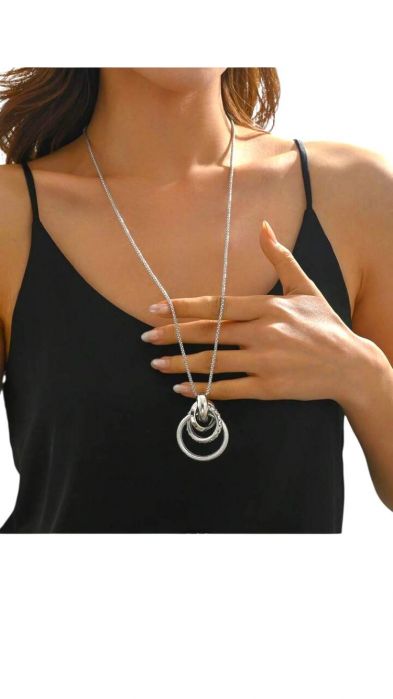 Genti si accesorii femei Colier lung vintage cu pandantiv asimetric din metal