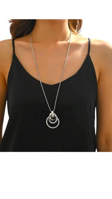 Genti si accesorii femei Colier lung vintage cu pandantiv asimetric din metal