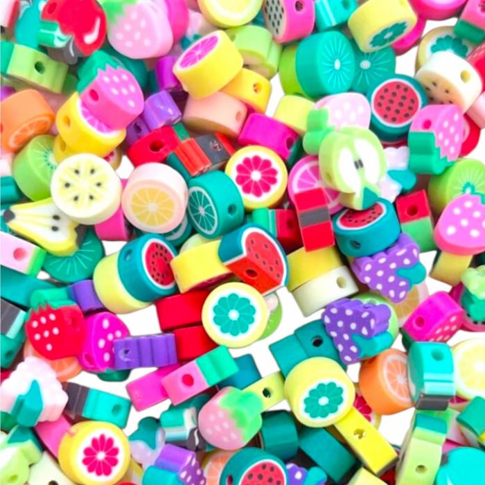 Set Ceas și Colier pentru Copii – Regal Kids, Roz cu Unicorni Set de 50 de mărgele din lut în formă de fructe, perfecte pentru a crea brățări și coliere unice