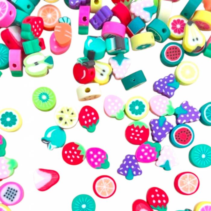 Set Ceas și Colier pentru Copii – Regal Kids, Roz cu Unicorni Set de 50 de mărgele din lut în formă de fructe, perfecte pentru a crea brățări și coliere unice