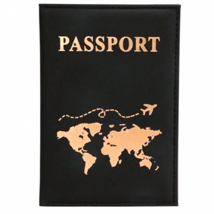 Set 6 Bucăți – Aparat de Ras și Tuns pentru Sprâncene, Față și Corp | Multicolor, Lama de Siguranță, Maner Lung, Ideal pentru Exfoliere Dermaplaning & Călătorii Suport de pasaport, negru, mat, din PU, cu imprimeu de hartă și litere