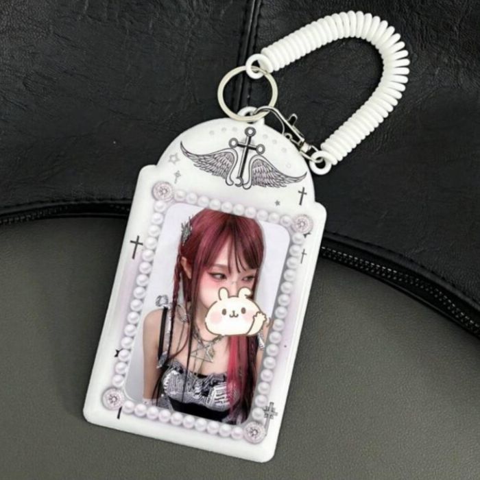 Ata elastică transparentă (1 mm), pentru brățări cu mărgele de cristal, agat sau jad Suport de carduri din seria Înger-Demon, în stil gotic întunecat