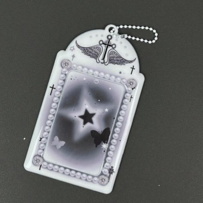 Ata elastică transparentă (1 mm), pentru brățări cu mărgele de cristal, agat sau jad Suport de carduri din seria Înger-Demon, în stil gotic întunecat