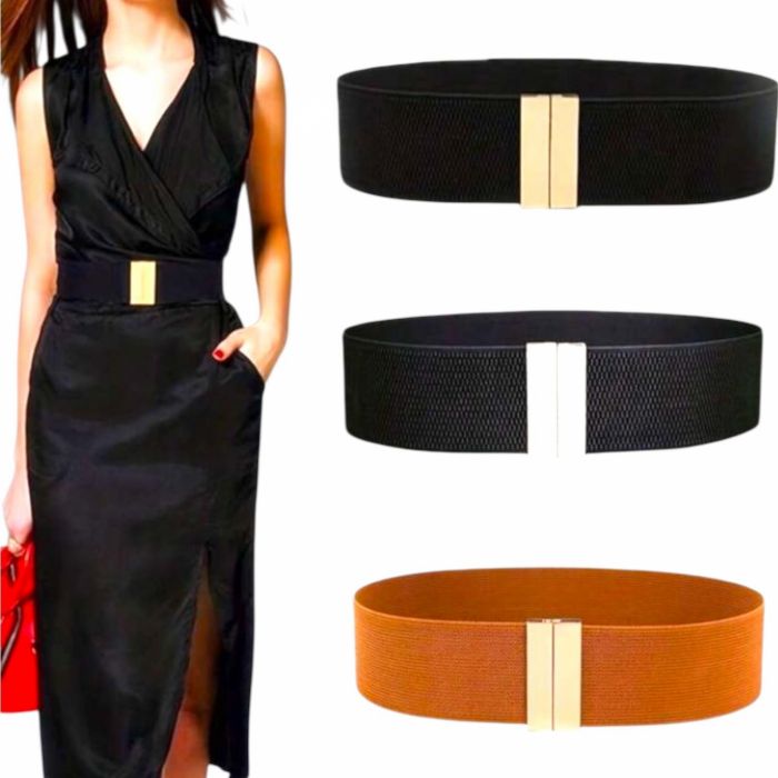 Genti si accesorii femei Curea elastică neagră pentru femei, cu cataramă elegantă