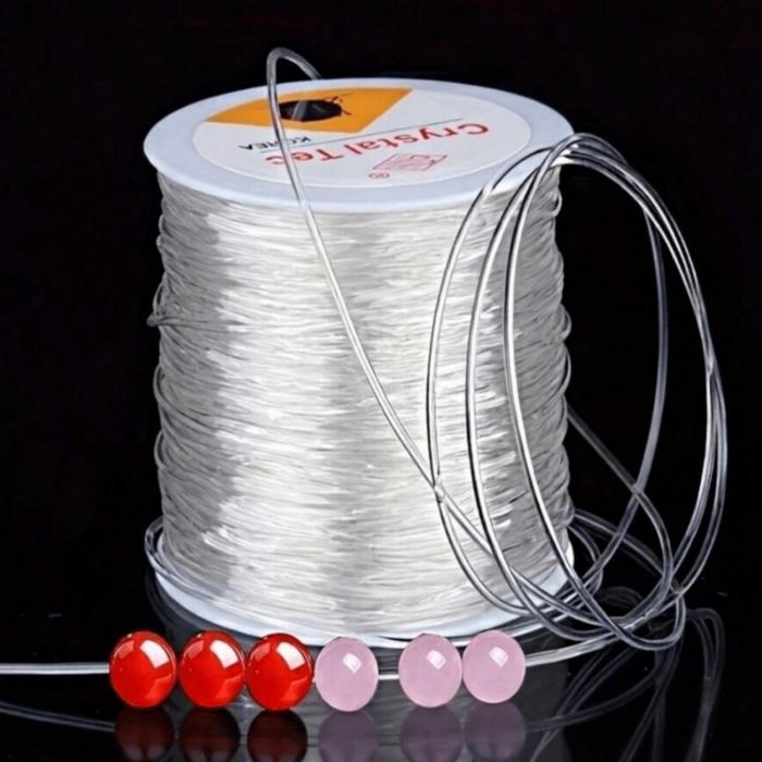  Ata elastică transparentă (1 mm), pentru brățări cu mărgele de cristal, agat sau jad