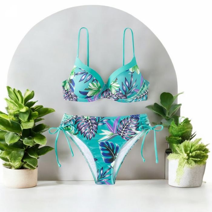 Set de 5 șosete scurte Costum de baie două piese cu imprimeu tropical – stil vibrant pentru vara ta