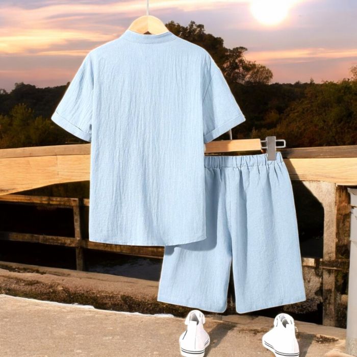 Rochie fetite lila cu volane Compleu scurt bleu baieti