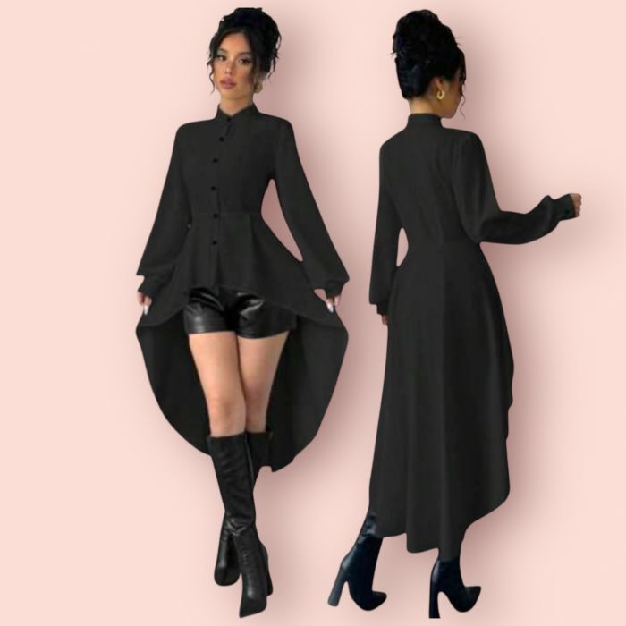 Compleu format din rochie si sacou Camasa neagra cu trena