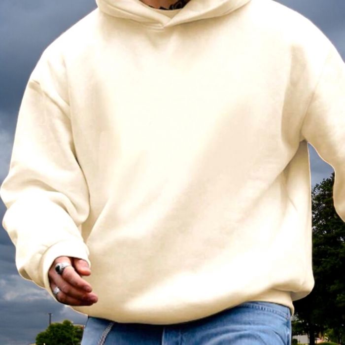 Pantaloni barbati gri inchis Hanorac crem barbati