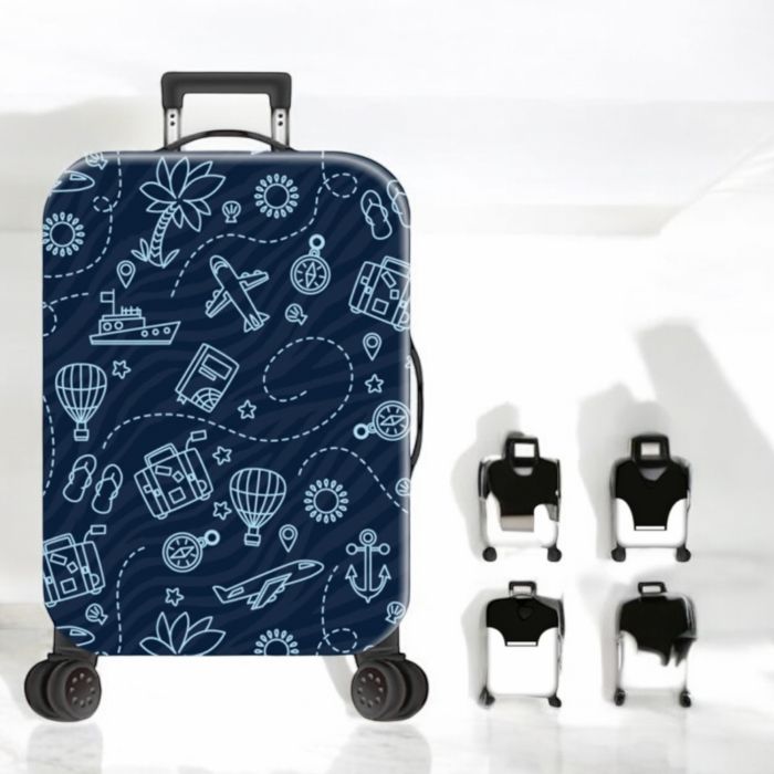  Husă elastică pentru valiză cu imprimeu tematic de călătorie – protecție, stil și recunoaștere ușoară