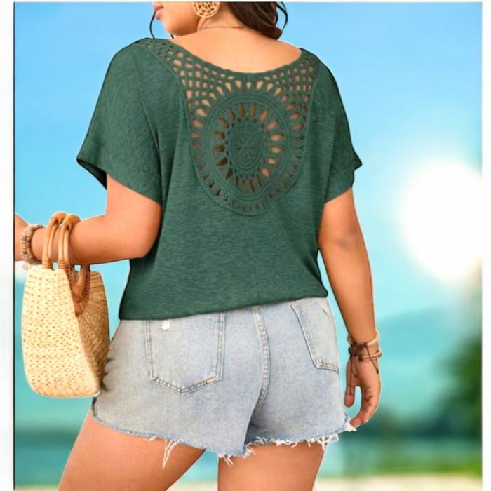 Rochie lunga verde cu imprimeu Tricou verde cu spate din dantela