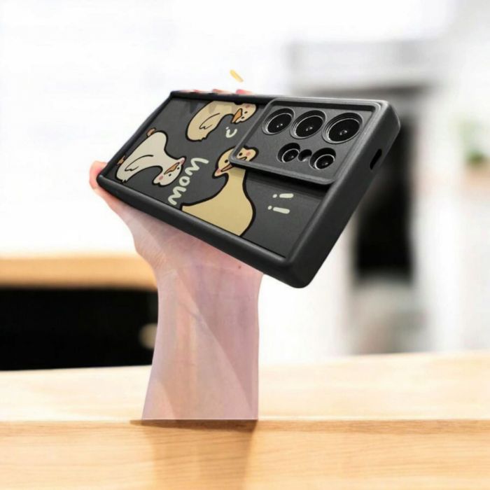 Tensea Protector pentru Obiectivul Camerei S25 Ultra 5G – Sticlă Securizată 9H cu Inel Metalic Husă de Telefon cu Model WOW – 1 Buc | Design Drăguț, Stil Minimalist, Groasă și Anti-Cădere | Compatibilă cu Apple, Redmi, Infinix, Vivo, OPPO
