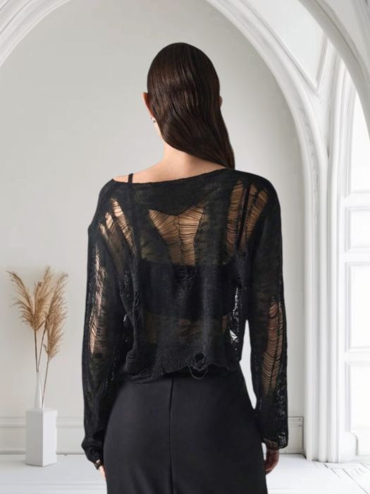 Jacheta bej femei Bluza neagra franjurata