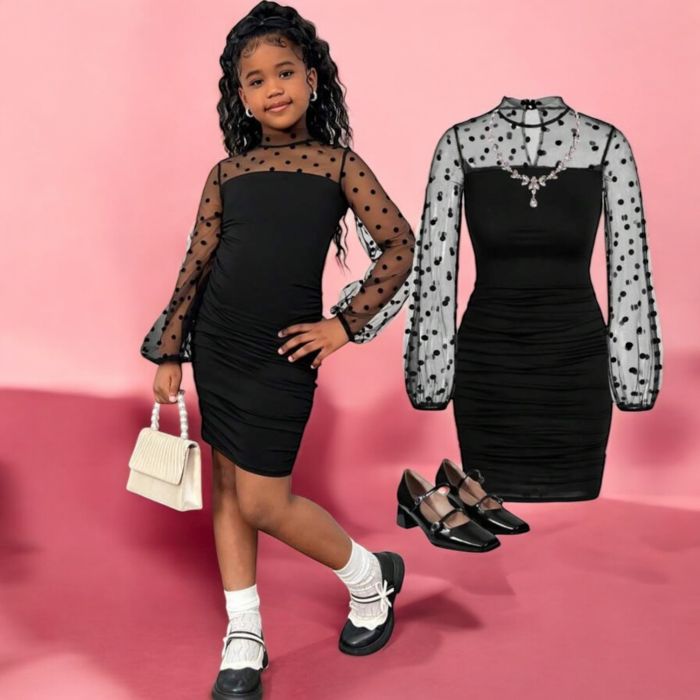 Rochie fetite lila cu volane Rochie fetite neagra