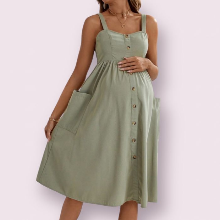 Papuci albi Rochie olive cu nasturi