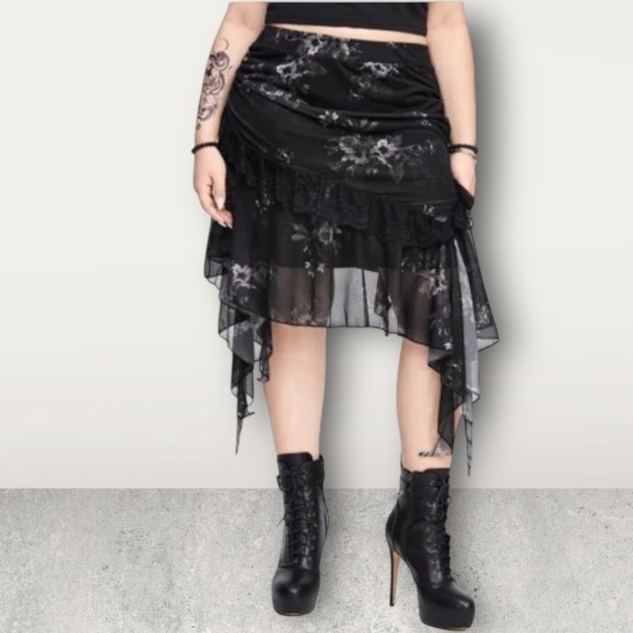 Papuci dama cu platforma Fusta din tull asimetrica