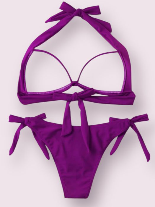 Tricou negru cu taieturi Costum de baie fucsia