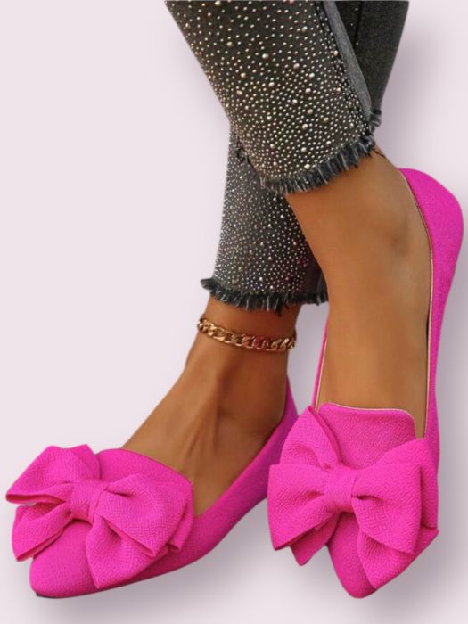 Papuci roz cu fluturi Balerini cu funda