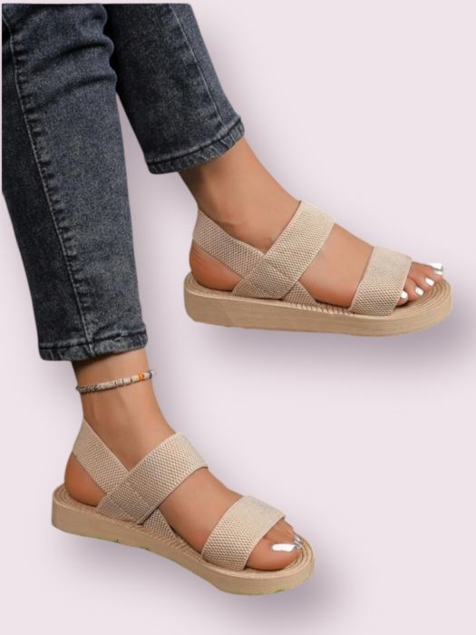 Sandale dama bej,curea elastica Sandale bej cu elastic