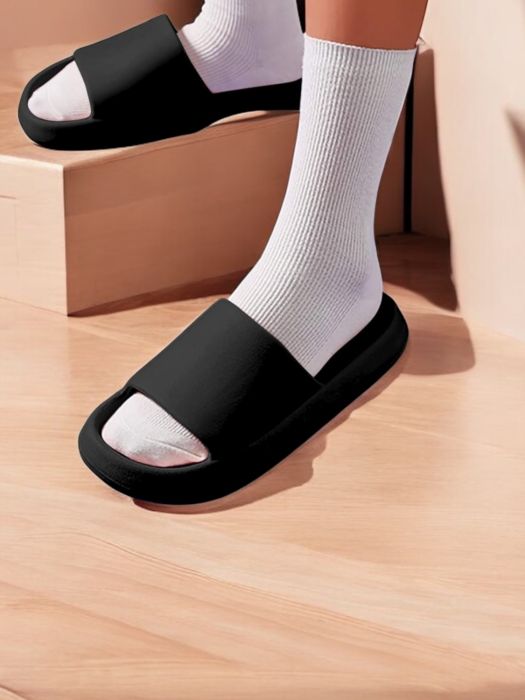 Papuci pentru bărbați Papuci Unisex Tip Slide Negri – Talpă Groasă și Moale, Ideali pentru Vară și Plajă