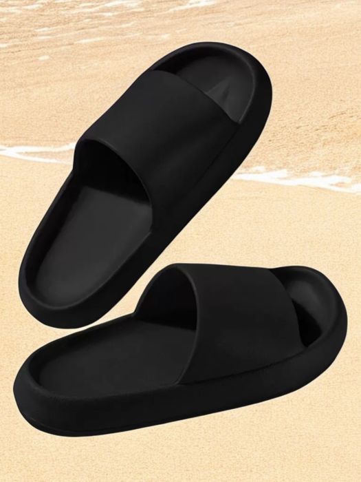 Papuci pentru bărbați Papuci Unisex Tip Slide Negri – Talpă Groasă și Moale, Ideali pentru Vară și Plajă