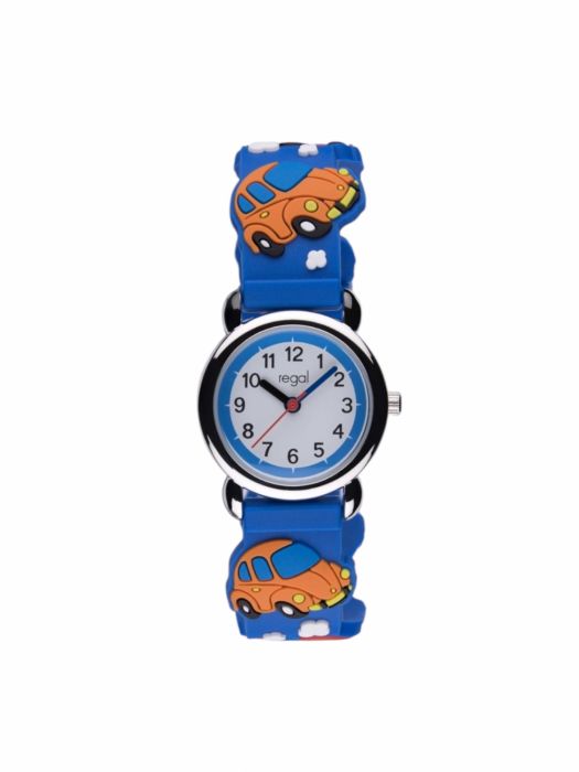 Rochie fetite lila cu volane Ceas Copii Regal – Curea Albastră cu Mașinuțe, Cifre Mari