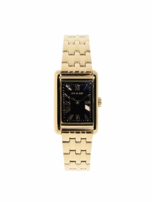 Papuci bej Ceas Damă Ivy N Rox – Auriu Elegant, Design Rectangular Clasic,cadran negru