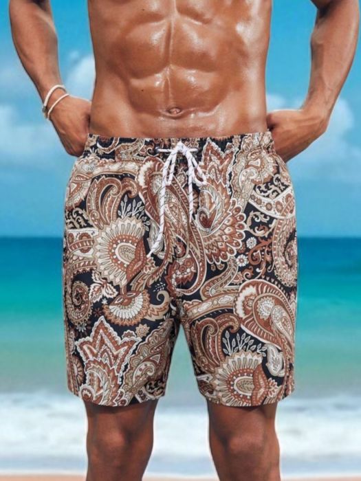 Pantaloni de trening Pantaloni scurți de baie bărbați – imprimeu paisley exotic