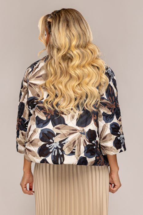  Jacheta scurta din fas matlasat,cu capse,pentru toamna/primavara