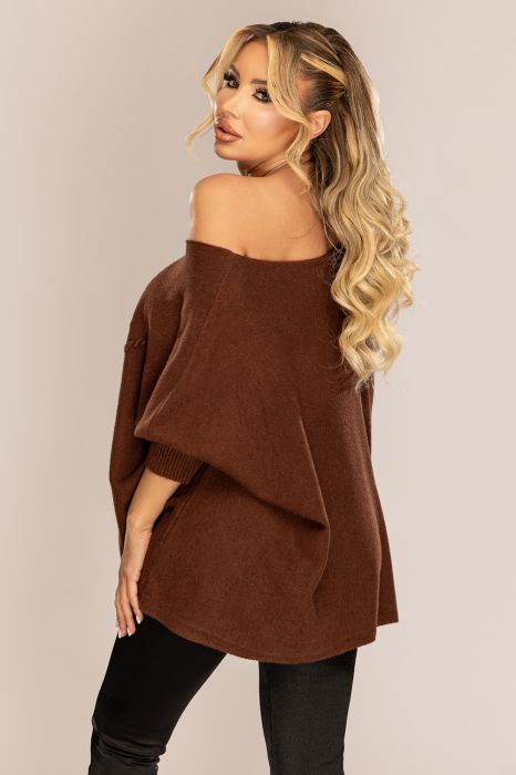  Pulover supradimensionat maro