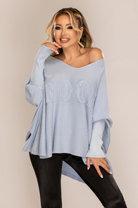  Pulover supradimensionat blue