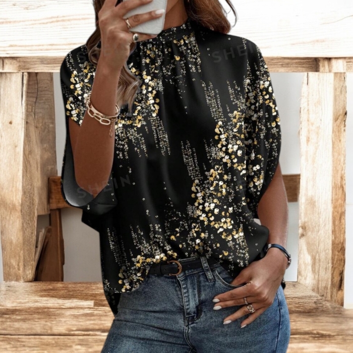 Papuci marsala cu funda Bluză mătase imprimată 