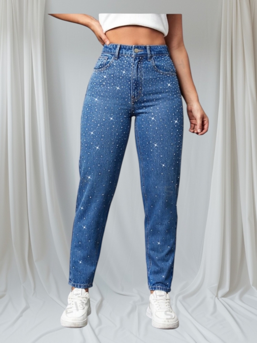 Papuci dama aurii Blugi femei cu strasuri