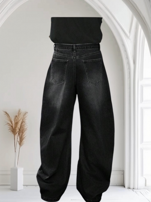 Pulover bleu barbati Blugi largi negri pentru barbati