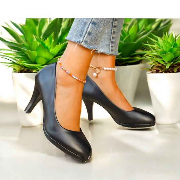 Compleu bebelusi Pantofi negri cu toc gros