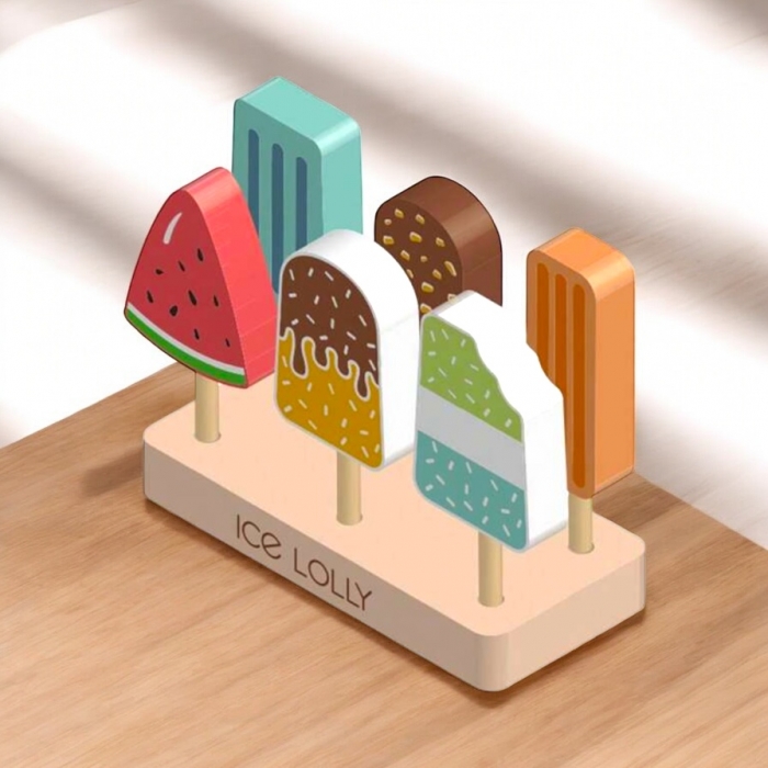 Rochie fetite lila cu volane Jucarie din lemn inghețată