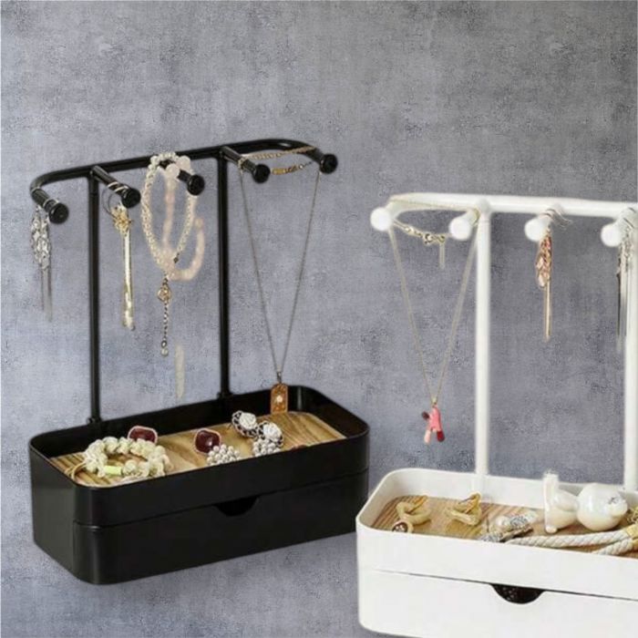 Papuci dama albi Suport negru bijuterii cu două straturi