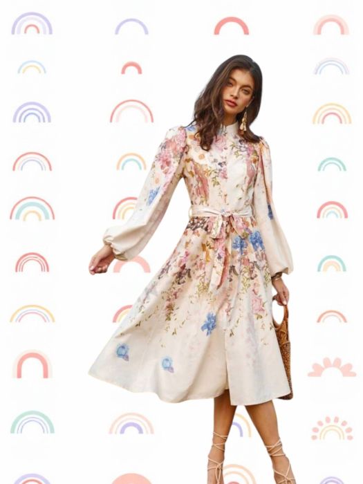 Pantofi eleganti Rochie midi inflorata