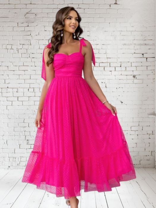 Geanta multifunctionala Rochie midi cu bretele din tul roz